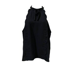 Victoria Beckham Black Scalloped Sleeveless Halter Top  Classy Sophisticated Wom